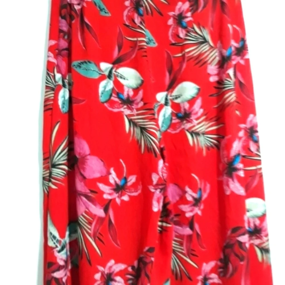 Pants Women's Wide Leg Floral Palazzo Zippered Ted  Pants Size 4